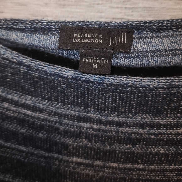 J. Jill Medium Stripped Long Sleeved Knit Sweater Blue Strips Wearever - Picture 5 of 6